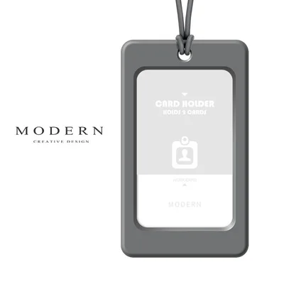 Современные работы держатель для карт с Силиконовая защита ID карта сотрудника работы сертификат идентификационные значка кредитной держатель для карт Органайзер 2 в 1 - Цвет: Grey Vertical