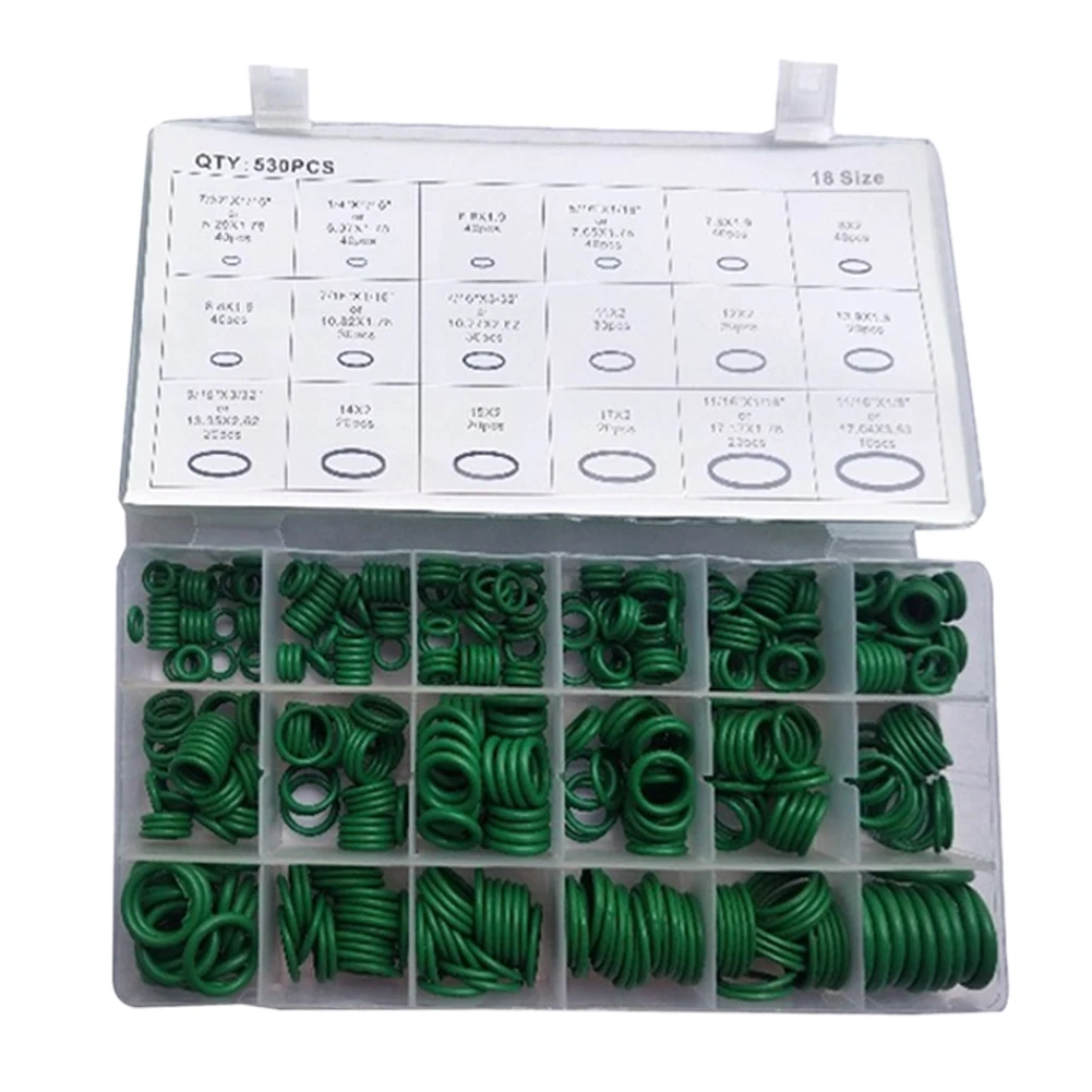 

530 PCS Thermostability Rubber O Ring Assortment Kit O-Ring Seals Set Nitrile Rubber O-Ring Popular 18 Sizes With Case