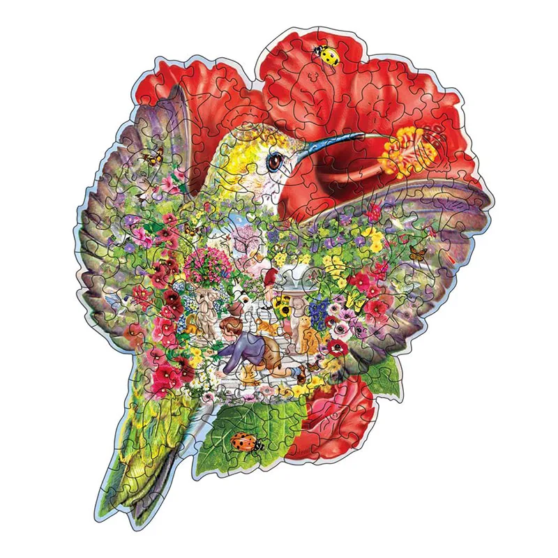 

Пазлы уникальные деревянные в виде птиц и цветов, 100, 200, 300 шт.