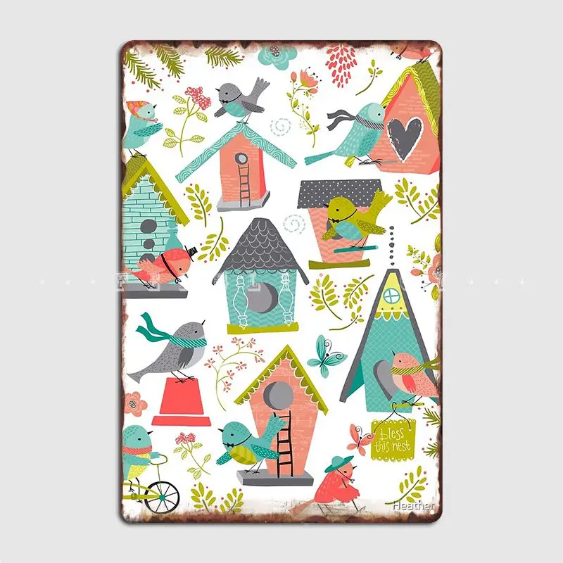 

Милые птицы металлический знак паб гараж; Клуб Забавный плакат оловянные плакаты