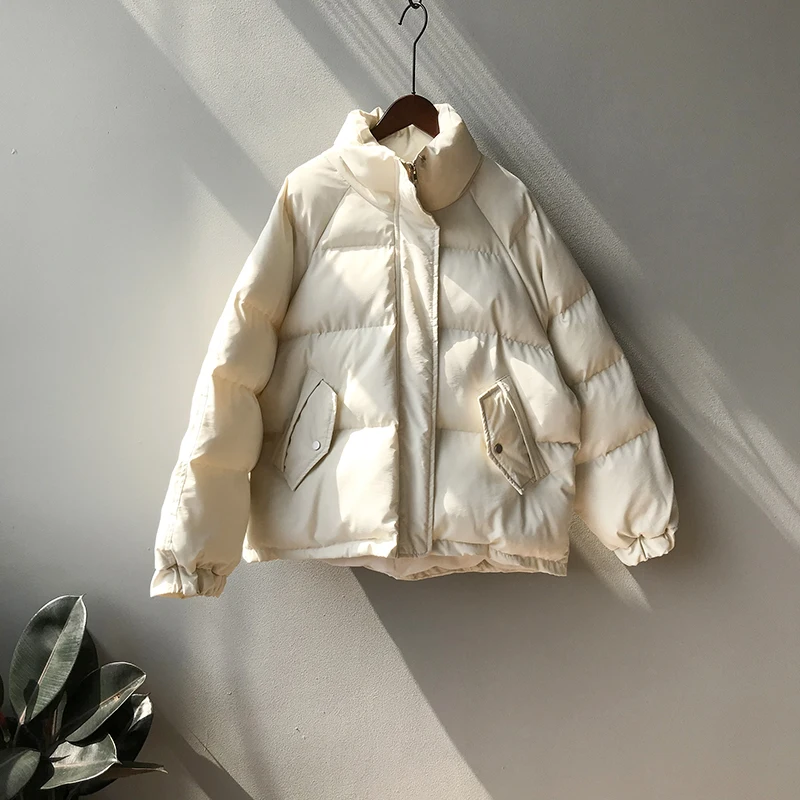 

Thick Jacket Pink Windproof Bread Tops Outercoat 2020 Korean Style Women Winter Parkas Coat Femme Loose Casual Warm