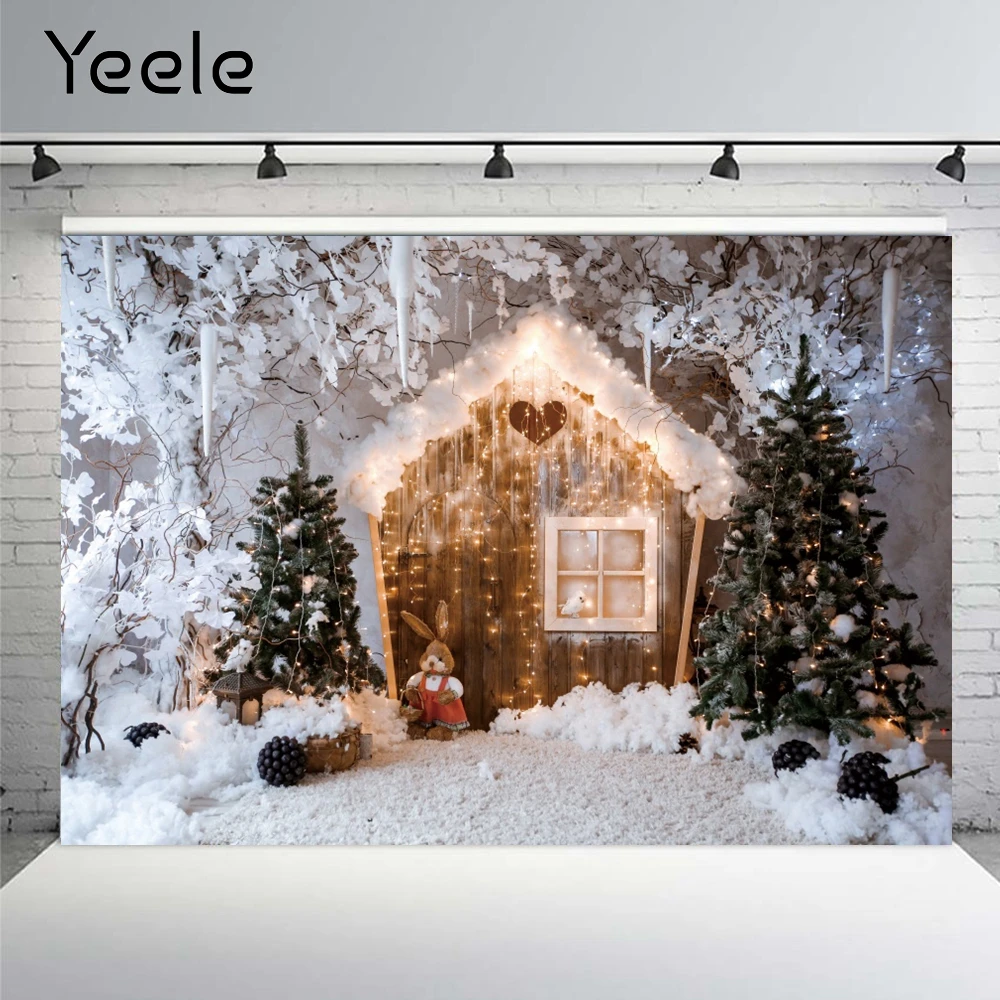 Рождественский фон Yeele Виниловый для фотосъемки с изображением зимней ветки шара