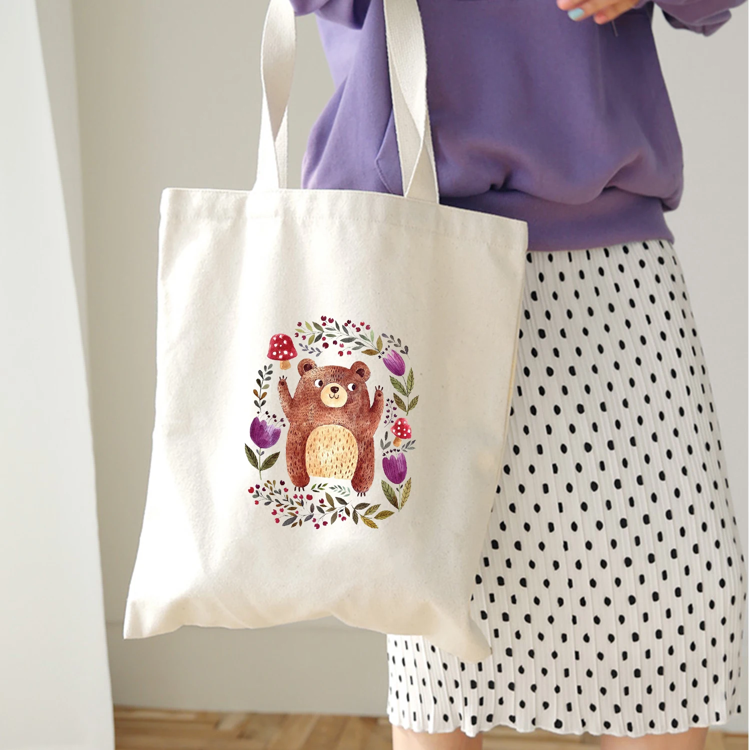 

Холщовые сумки в этническом стиле для женщин, Милые Пляжные тоуты для девушек, школьные портфели с животным и цветочным принтом