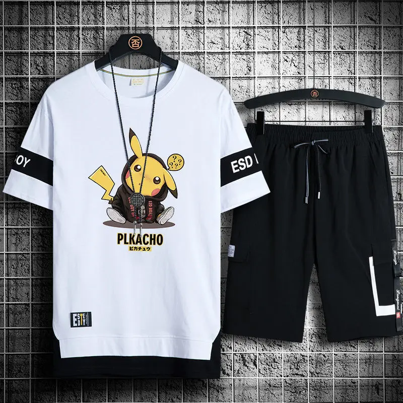 

Summer Short Sleeve T-shirt Two-piece Men's Loose-fitting Casual Sports Shorts Set Men's Clothes Tracksuit Men Korean Fashion