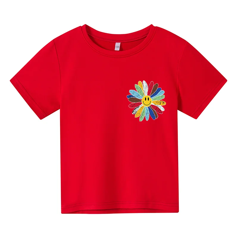 

Children's Clothing, Children's T-shirts, Short-sleeved T-shirts with Smiley Prints, Round Neck T-shirts for Boys and Girls