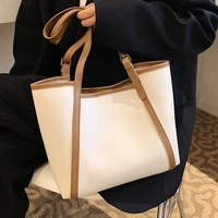 big casual tote bags for women new designer contrast color shoulder bag travel handbag female large capacity leather shopper bag