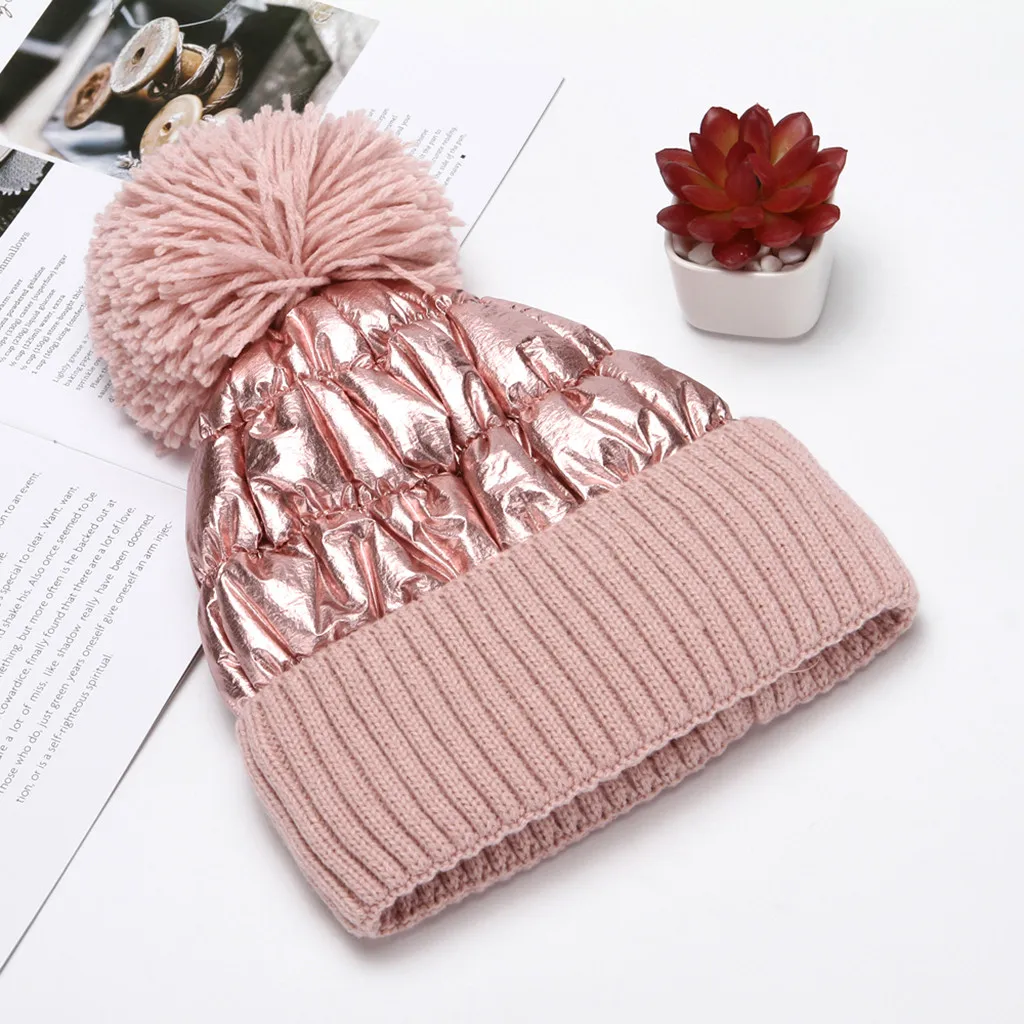 Pink Новинка, зимняя женская шапка, модные однотонные теплые шапки, вязаные шапки, шапка, брендовый женский головной убор из плотной ткани,, шапки женсие - Цвет: Pink