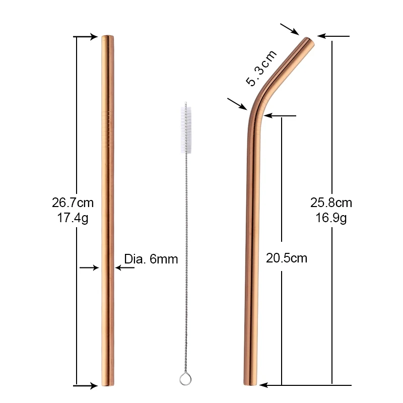4 шт. металлическая длинная изогнутая прямая трубочка для питья из нержавеющей
