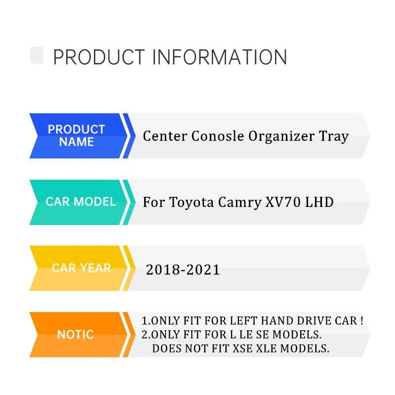Подлокотник вторичная коробка лоток для хранения консоли подходит Toyota Camry XV70 L LE SE