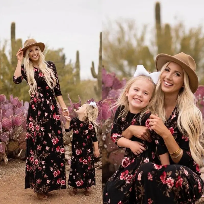 Богемное семейное платье для мамы и дочери с цветочным принтом богемное пляжное