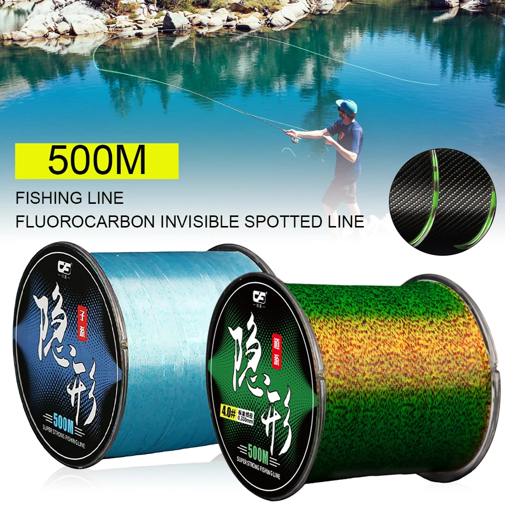 

500m Invisible Fishing Line Speckle Carp Fluorocarbon Line Super Strong Spotted Line Sinking Nylon Fly Fishing Line
