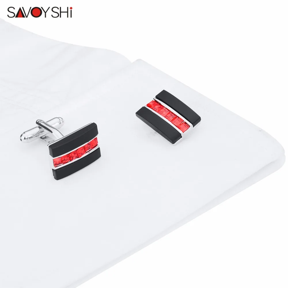 SAVOYSHI модная черная оникс красная кристальная рубашка Запонки мужские подарочные фирменные запонки высококачественные запонки ссылка abotoaduras
