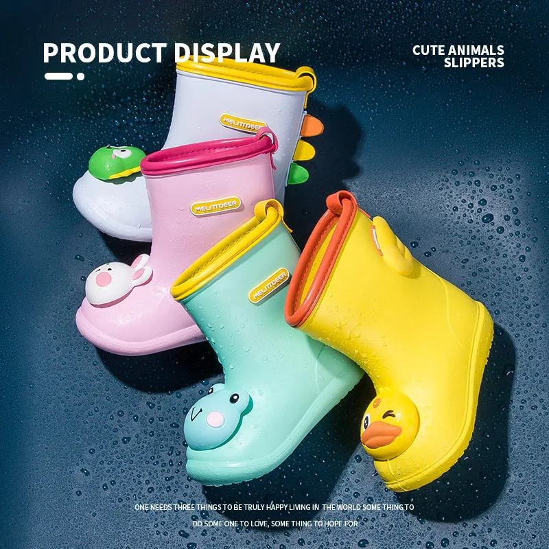 

Children's Boots Cartoon Cute Boots Three-dimensional Non-slip Children's Boots Yellow Duck Dinosaur Baby Boots