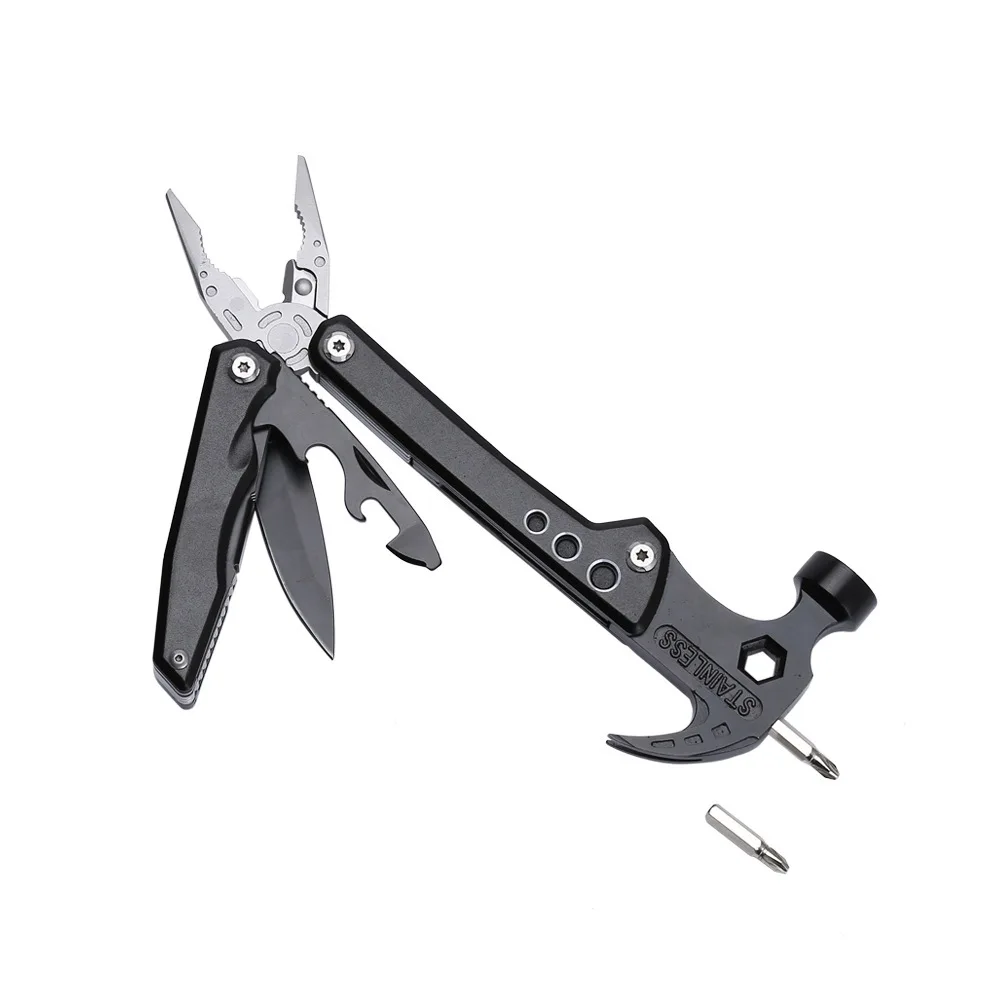 

Small Stainless Steel Multifunctional Folding Knife Pliers Outdoor Tool Pliers Car Lifesaving Hammer Pliers Claw Hammer Pliers