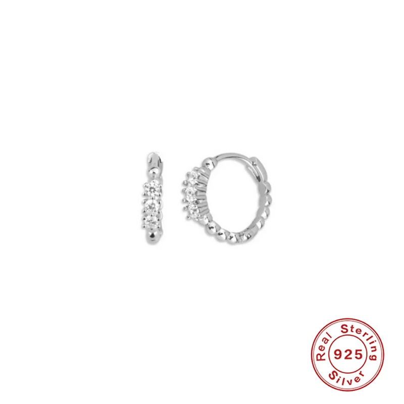 

CANNER S925 Sterling Silver Hoop Earrings luxury INS Style Beautiful Cubic Zirconia Earring For Women Ladies Gift Jewelry