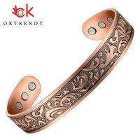 magnetic copper bracelet men wide health energy magnet health bracelets carving adjustable cuff copper bangles for women