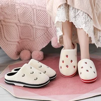 women warm plush home slippers fashion fruit indoor slipper non slip soft lovers winter female shoes