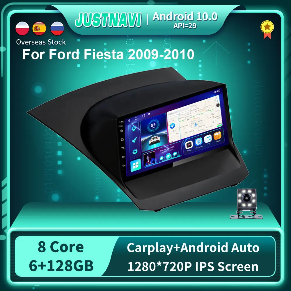 

Newest 8G 128G Car Radio For Ford Fiesta 2009 2010 GPS 1280*720P Android 10.0 Multimedia Video Player IPS BT Rear No SYNC DVD 9"