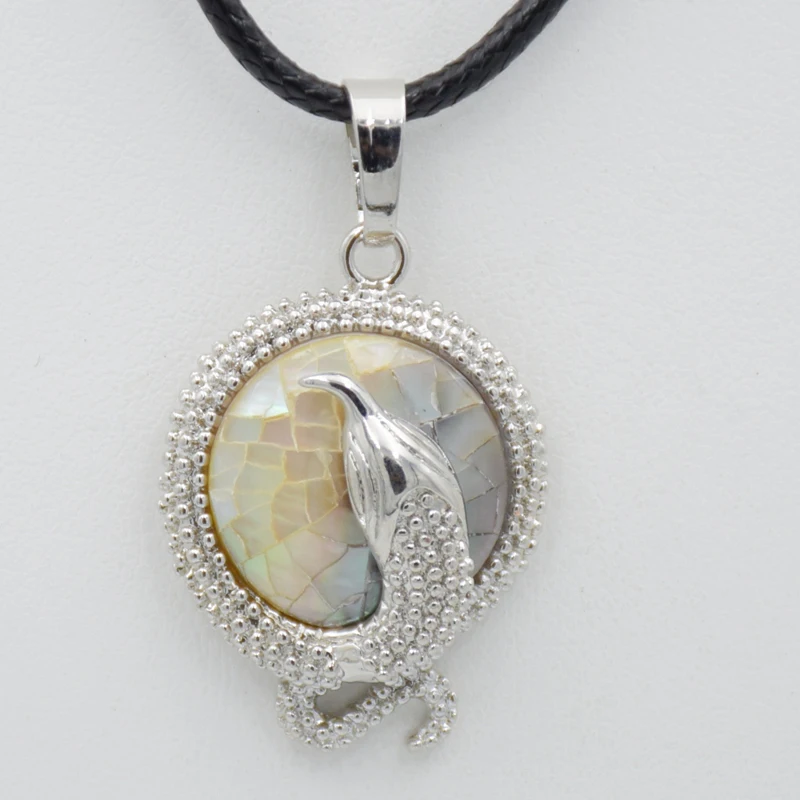 Милые подвески и ожерелья в виде змеи круглые натуральных серых ракушек животные