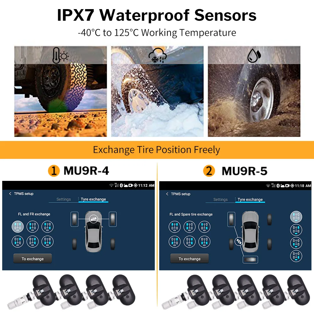 Система контроля давления в шинах Deelife TPMS Android USB для автомобильного Радио