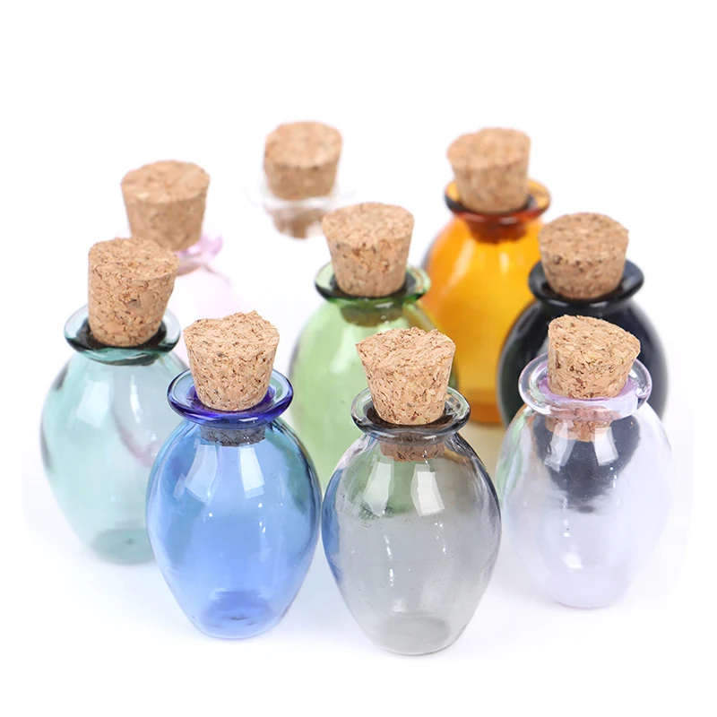 

2Pcs 1:12 Dollhouse Miniature Glass Color Bottles Cork Bottles Tiny Jar Model