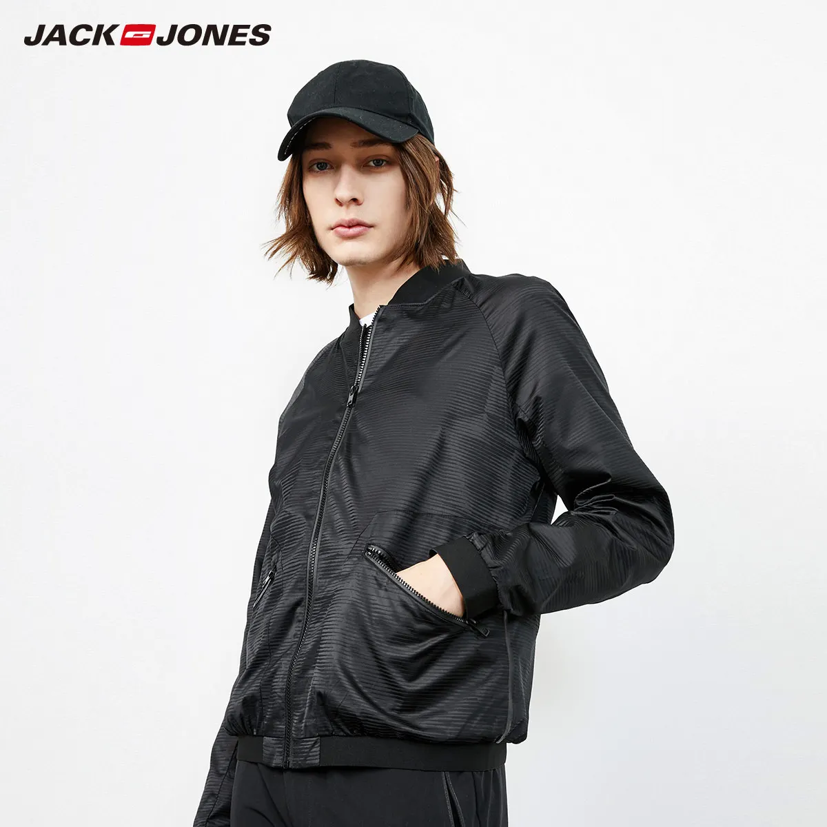 Мужская бейсбольная куртка Jack Jones однотонная короткая для отдыха | 218321517 одежда