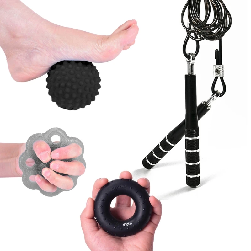 

Finger Grip Massager-Hand Stress Exercisers Squeeze Training Tool Set-Muscle Strengthening Exerciser with Skipping Rope