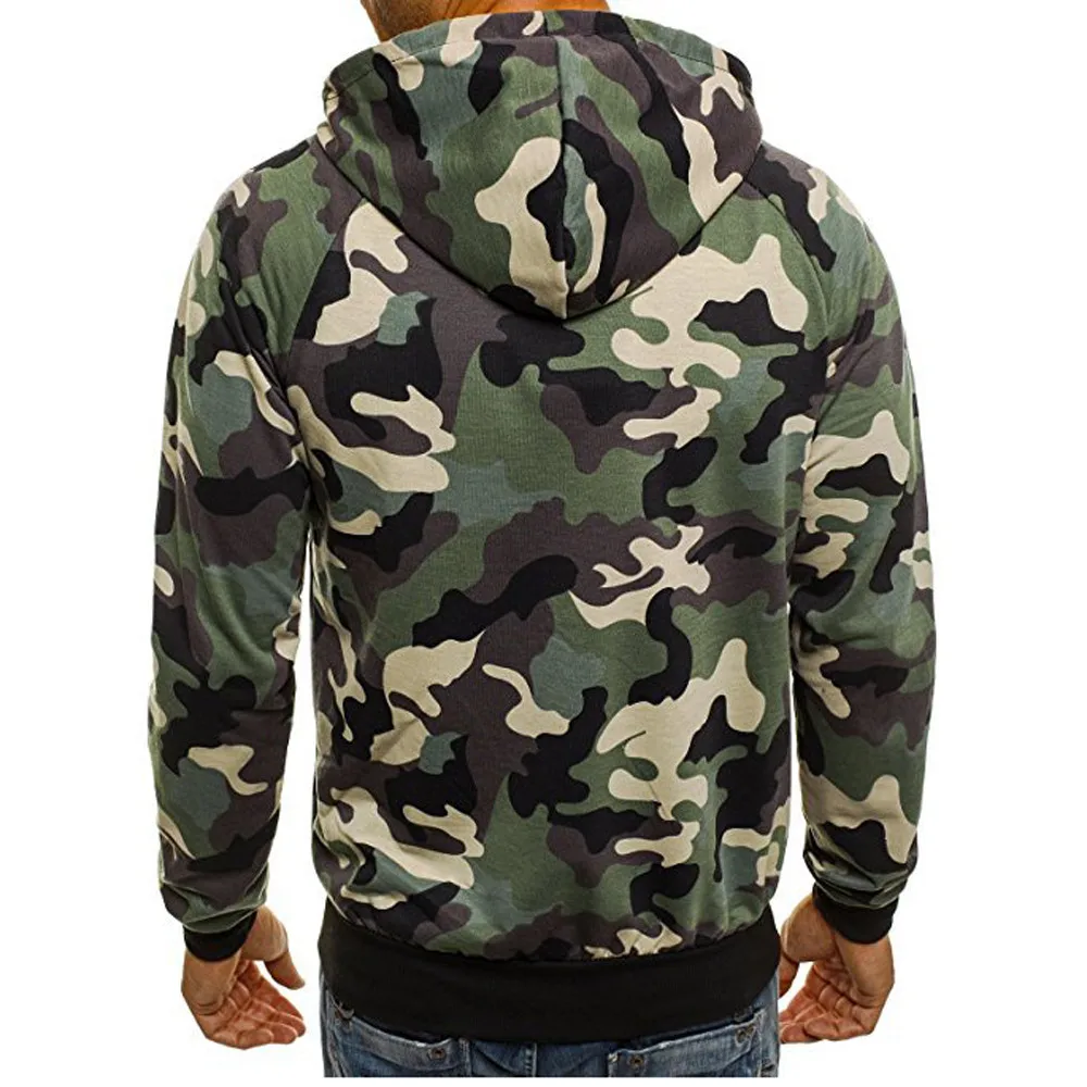 

Casual Men's sweatshirt Camouflage Zipper Pullover Long Sleeve Hooded Sweatshirt streetwear men's clothing Tops