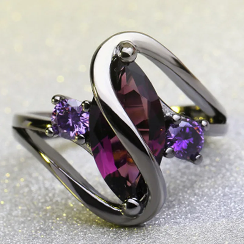 Роскошные винтажные фиолетовые циркониевые цветные кольца с фианитами для