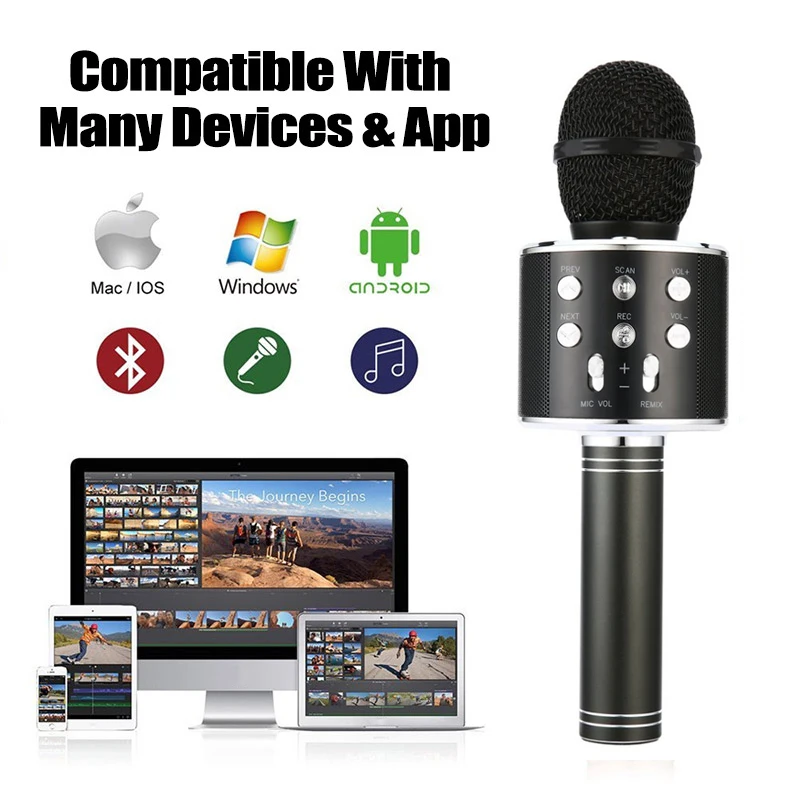 Portable Wireless Microphone Bluetooth Karaoke Home Mic Stereo Speaker Player USB Studio KTV Music Online | Электроника