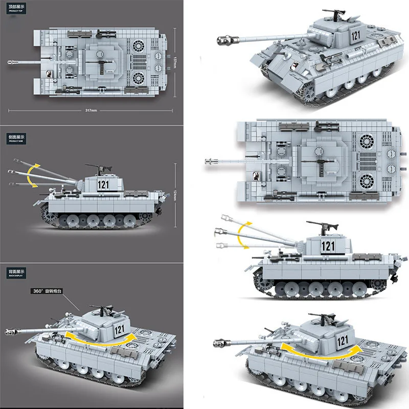 

Military series World War II German Army Leopard Tank Soldier Weapon DIY Model Building Blocks Toys Gifts