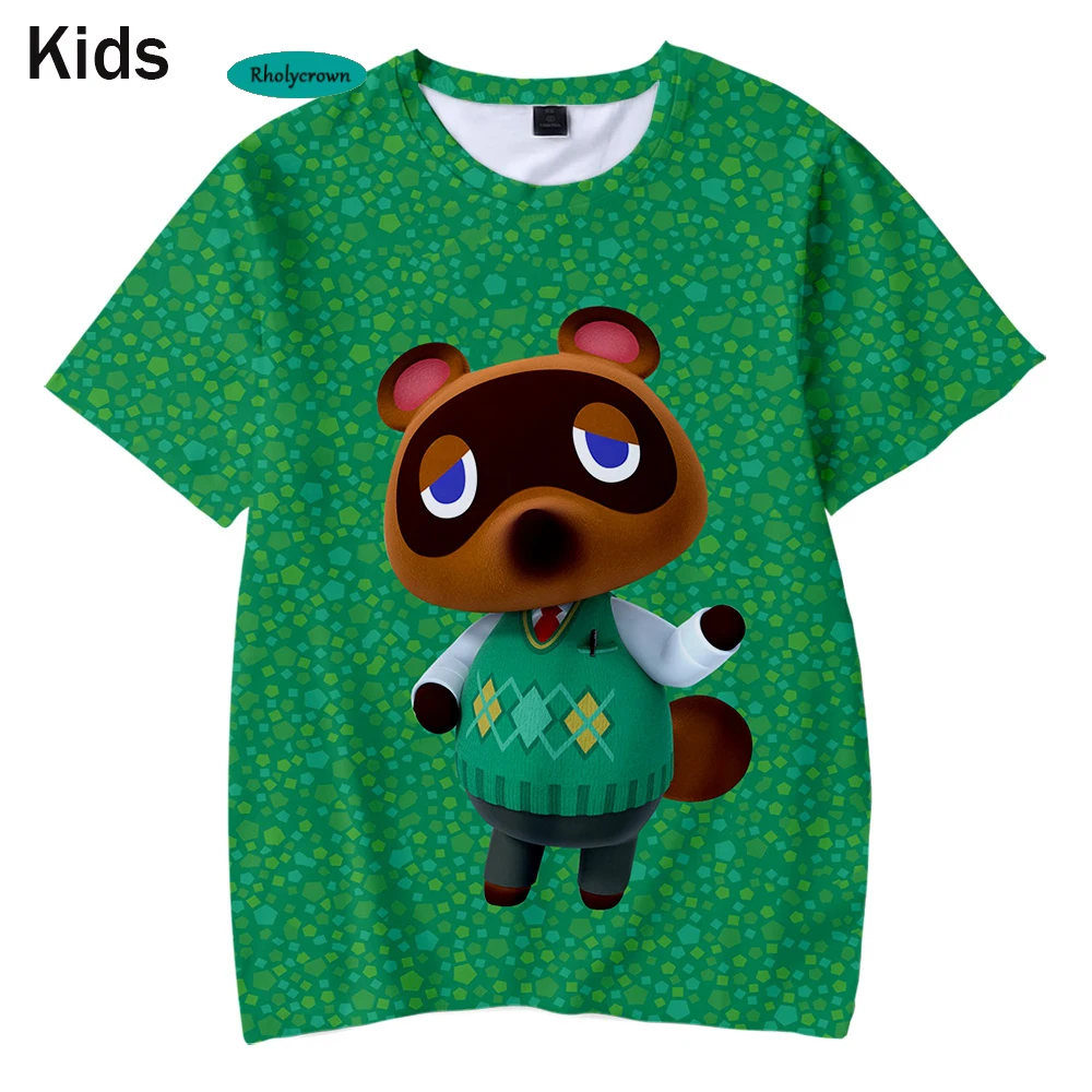 

New 3D Animal Crossing Children's Green t shirt Hot Fashion Summer Short Sleeve T-shirt Harajuku Hip Hop kids Tees Tops