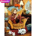 MomoArt Алмазная вышивка, девушка алмазная живопись, полная квадратная стразы, Алмазная мозаика, мультяшное украшение для дома