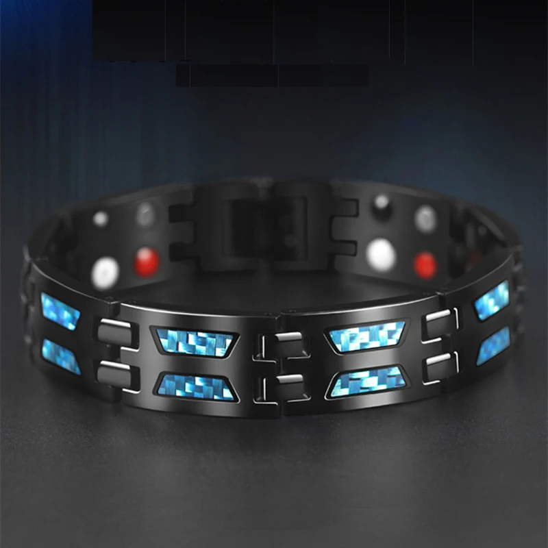 

Titanium Health Magnetic Bracelet Blue Color 4 Elements High Quality Luxury Bangles & Bracelets Jewelry Gift for Men Drop-Ship