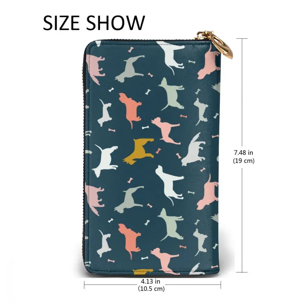 

Long Clutch Wallet Dogs Pattern Large Capacity Leather Purse Zipper Pocket Card Holder for Woman Man