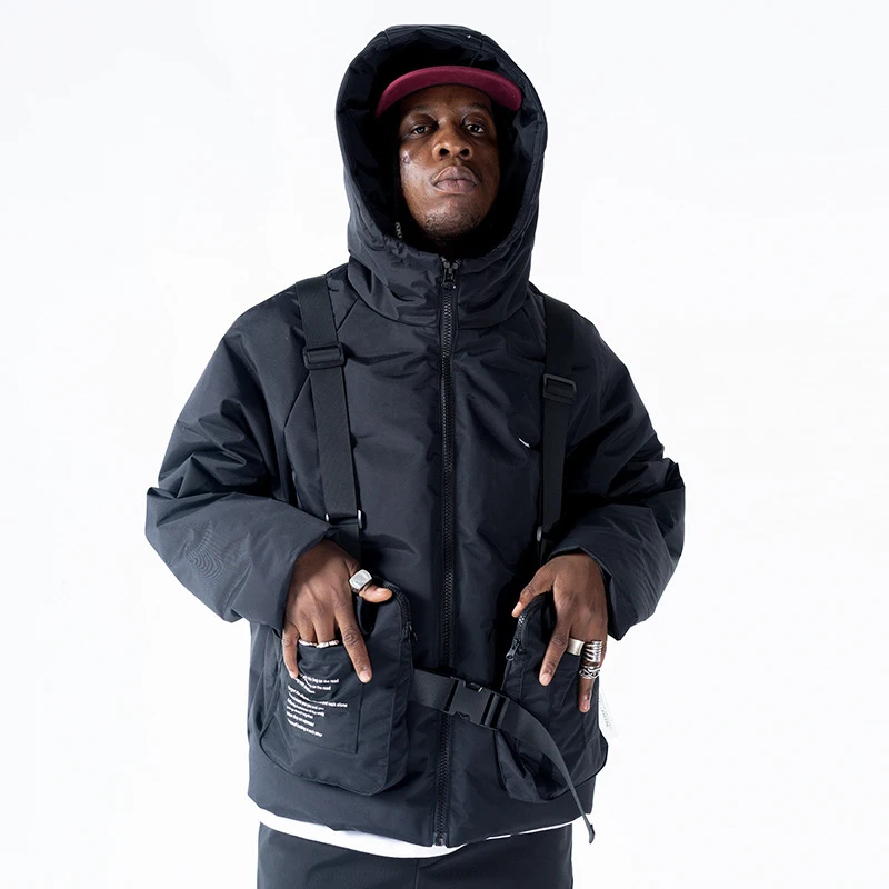 Techwear тактика многофункциональная мужская куртка с капюшоном парка съемные сумки