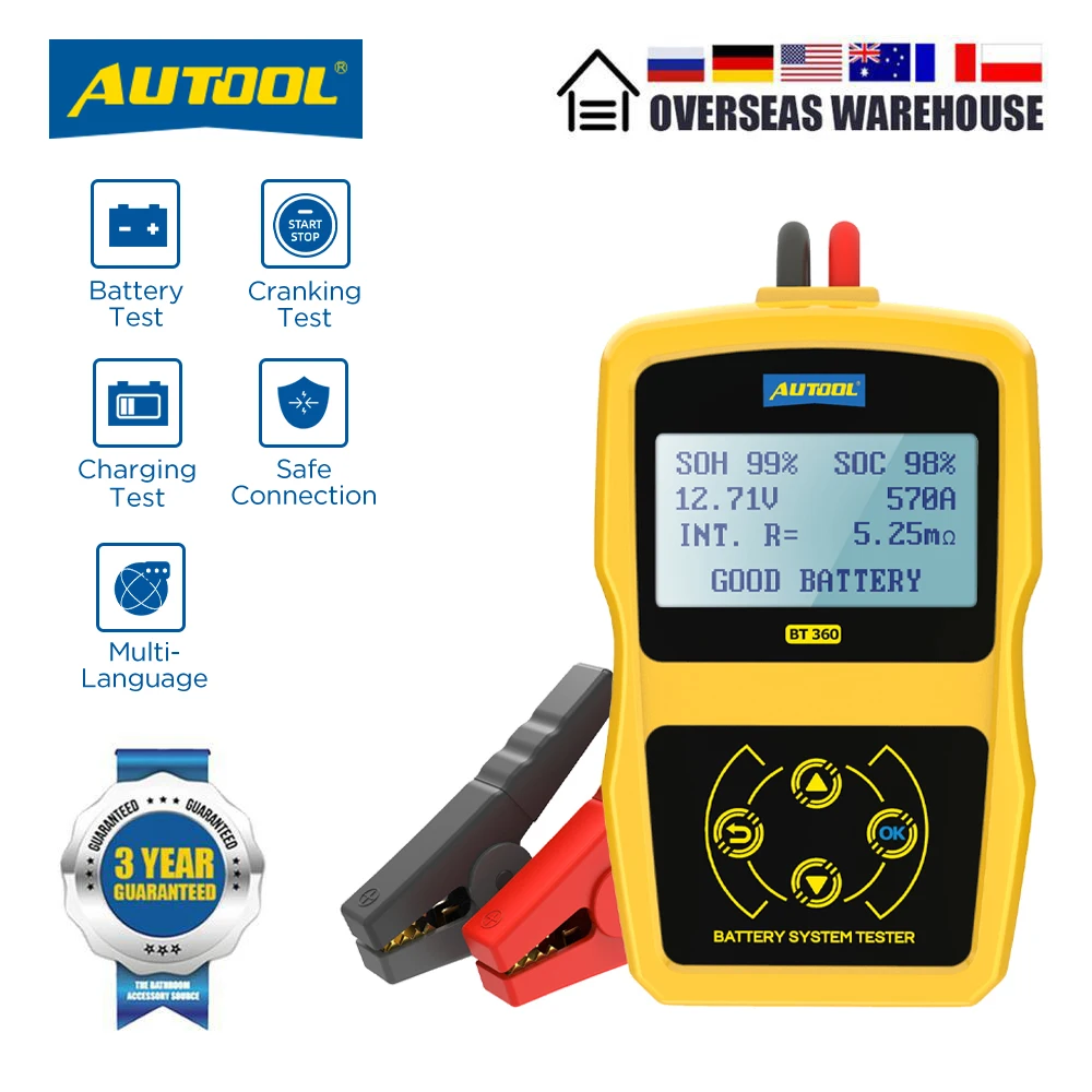 AUTOOL BT360 тестер автомобильного аккумулятора 12 В диагностики цифровой