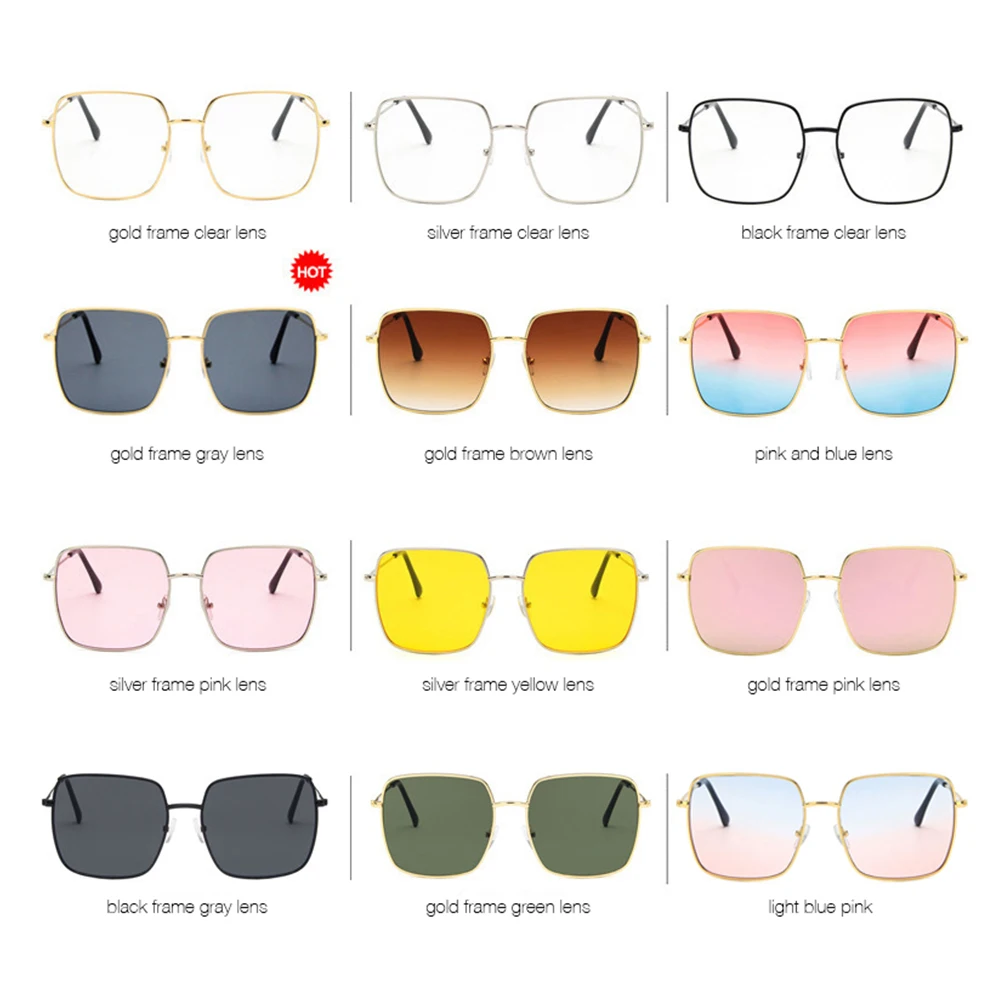 2019 Модные женские Квадратные Солнцезащитные очки больших размеров