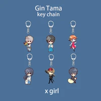 anime gin tama keychain funny comics cute double sided acrylic car bag pendant childrens gifts souvenirs