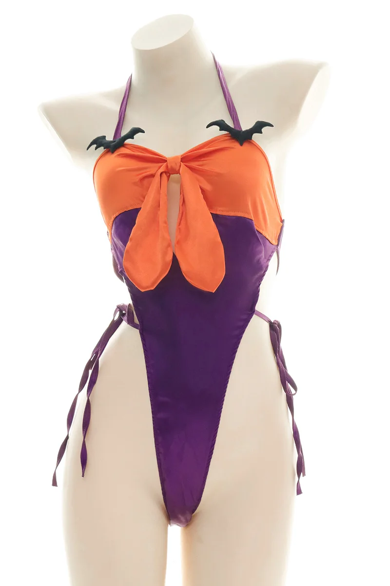 Лолита Девочка Хэллоуин с высоким разрезом Sukumizu Маленький Дьявол Тыква оборками