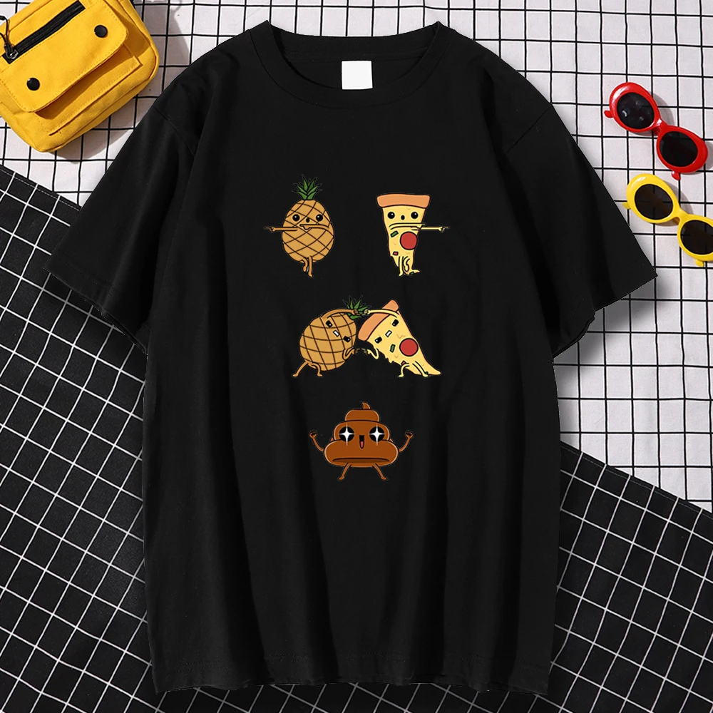 

Funny Print Clothing Short Sleeve Tshirt Men's Fashion Comfortable Mens Tee Shirts Pineapple and Pizza Food Large Size T Shirts