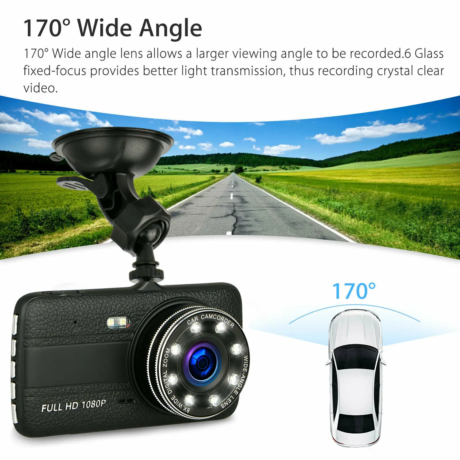 4 &quot1080 P двойной объектив приборной панели автомобиля DVR видео рекордер Dash Cam с 8