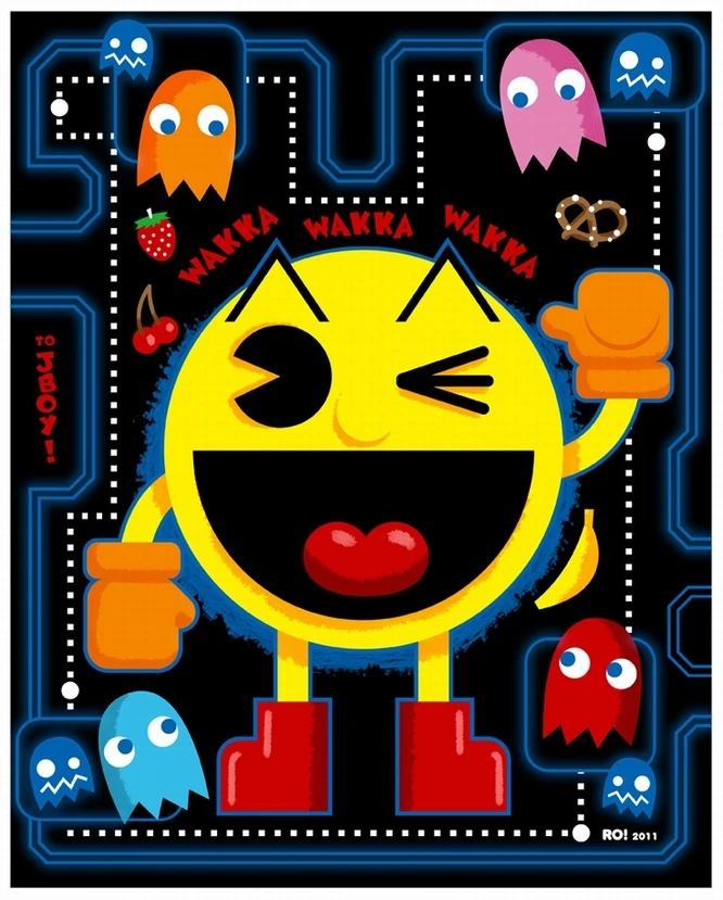 Pacman 8 бит персонаж винтажные видеоигры пропагандистский постер ретро холст DIY