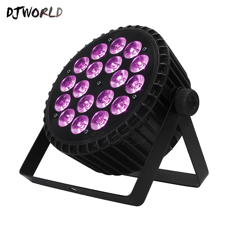 Djworld Высокое качество алюминиевый сплав светодиодный плоский Par 18x18 Вт 6в1 DJ Par DMX 512 свет для Dj диско-шар вечерние световые шоу танец