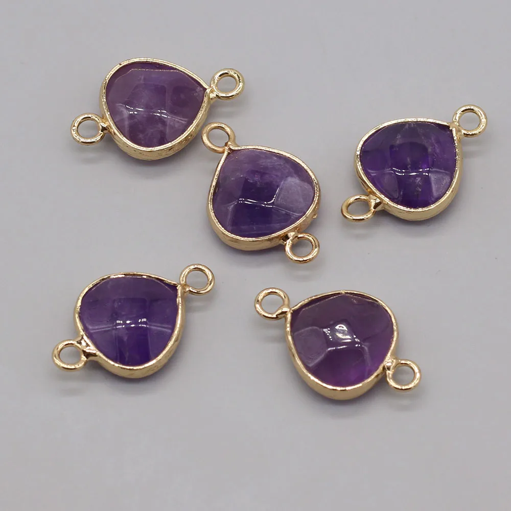 łącznik z kamienia naturalnego mały kształt kropli wody fasetowane ametysty Charms do wyrobu biżuterii bransoletka naszyjnik akcesoria