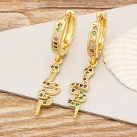 aibef bohemian long snake drop earrings for women colorful crystal pendant dangle earrings punk statement girls party jewelry