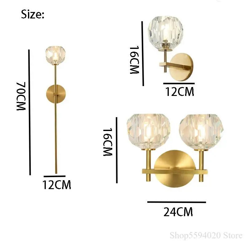 Современная светодиодная Хрустальная настенная лампа в стиле ретро K9 золотистый