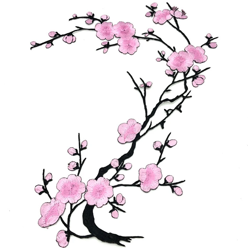 

25Color 1Pcs High Qaulity Large Plum Blossom Flower Embroidery Patch Applique Cloth Fabric Sticker Iron Dress Patch Craft Decor