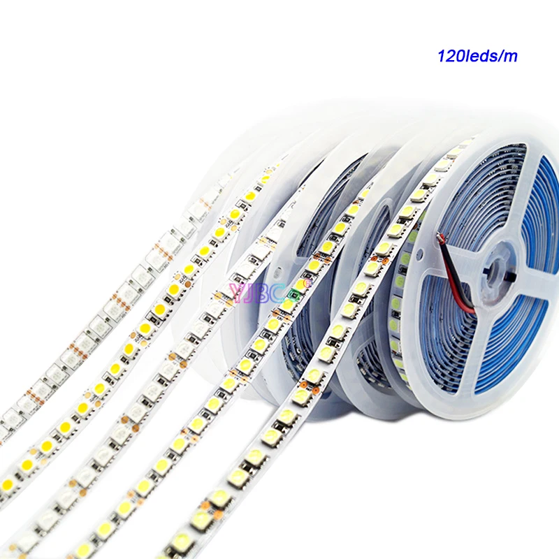 

5M DC12V White/Warm White/Red/Green/Blue/RGB/CCT Flexible LED Strip Light 60LEDs/m 120LEDs/m SMD 5050 Lamp tape IP20/IP65