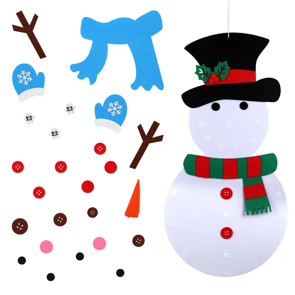 DIY Snowman OurWarm DIY войлочная Рождественская елка-календарь орнамент стикер дети родитель Подарки Игрушка веселое украшение для рождественской вечеринки Подарки на год - Цвет: DIY Snowman